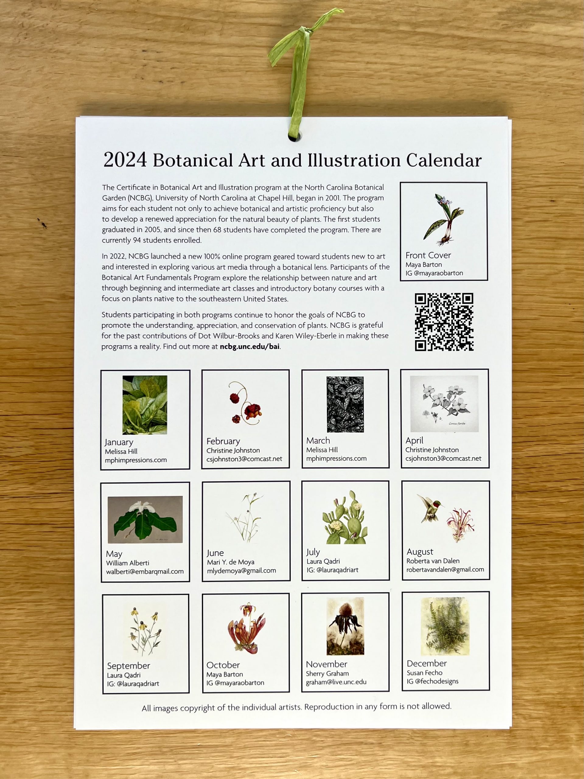 2024 BAI Calendar Wall North Carolina Botanical Garden Shop