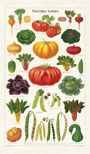 Cavallini Tea Towel: Vegetable Garden